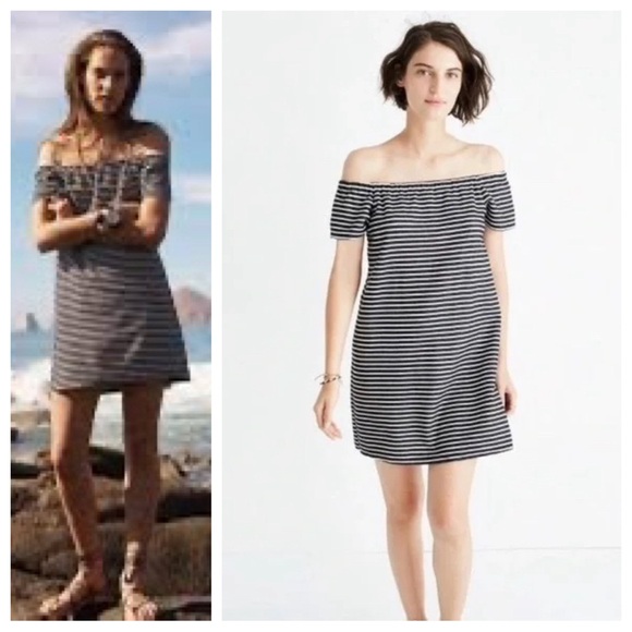Madewell Dresses & Skirts - Madewell Melody Striped Off the Shoulder Dress G6472